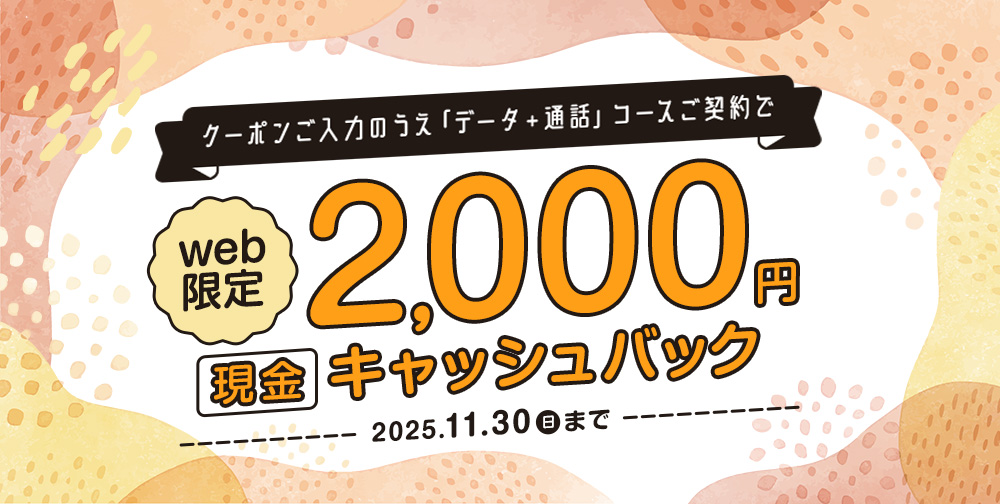 ご契約＋対象スマホご購入で最大30,000円キャッシュバック！2025年1月31日金曜日まで