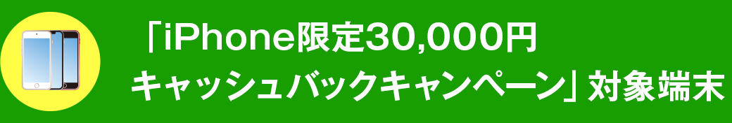 「iPhone限定30,000円キャッシュバックキャンペーン」対象端末