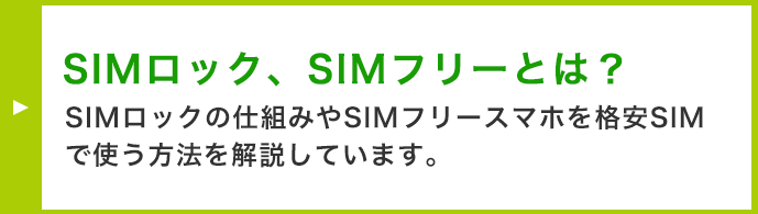 SIMロック、SIMフリーとは？ SIMロックの仕組みやSIMフリースマホを格安SIMで使う方法を解説しています。