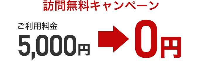 訪問無料キャンペーン ご利用料金5,000円→0円