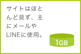 【1GB】サイトはほとんど見ず、主にメールやLINEに使用。