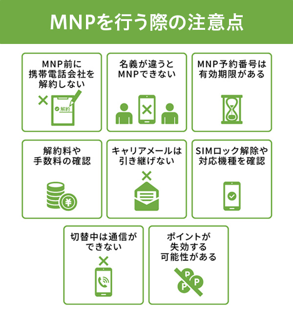 MNPを行う際の注意点のイメージ