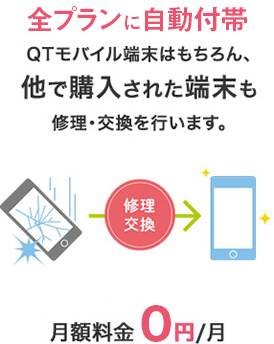 QTモバイル端末はもちろん、他で購入された端末も修理・交換を行います。