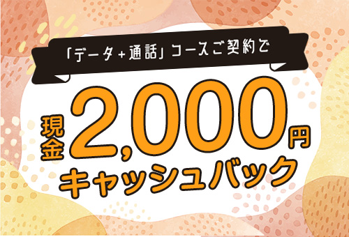 現金2000円キャッシュバックキャンペーン